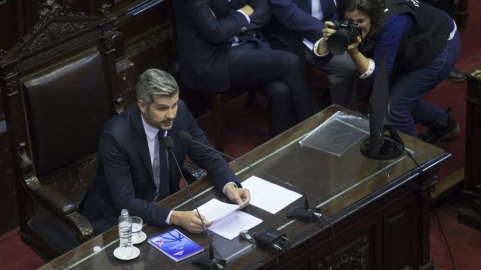 El jefe de Gabinete, Marcos Peña, en la Cámara de Diputados.