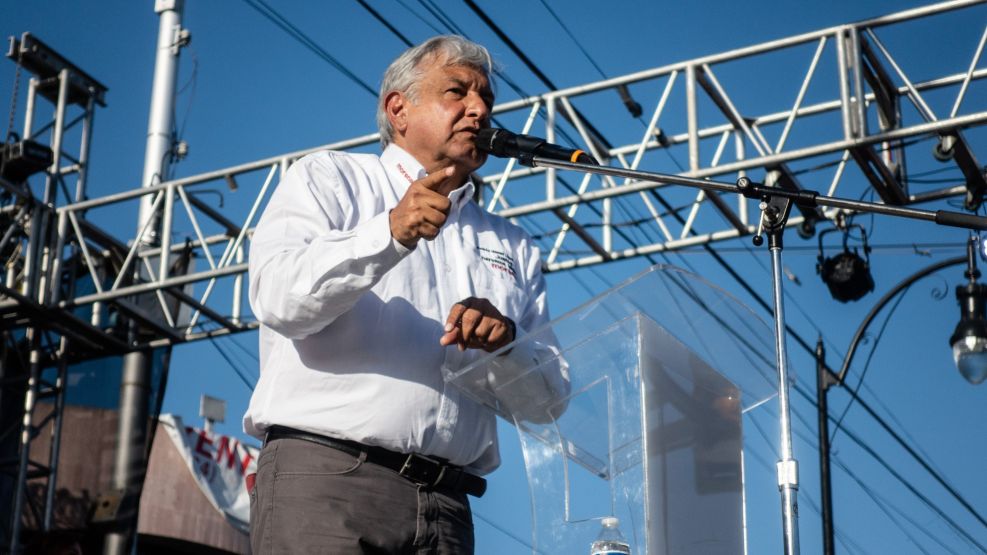 Presidential Candidate Andres Manuel Lopez Obrador Holds Campaign Event