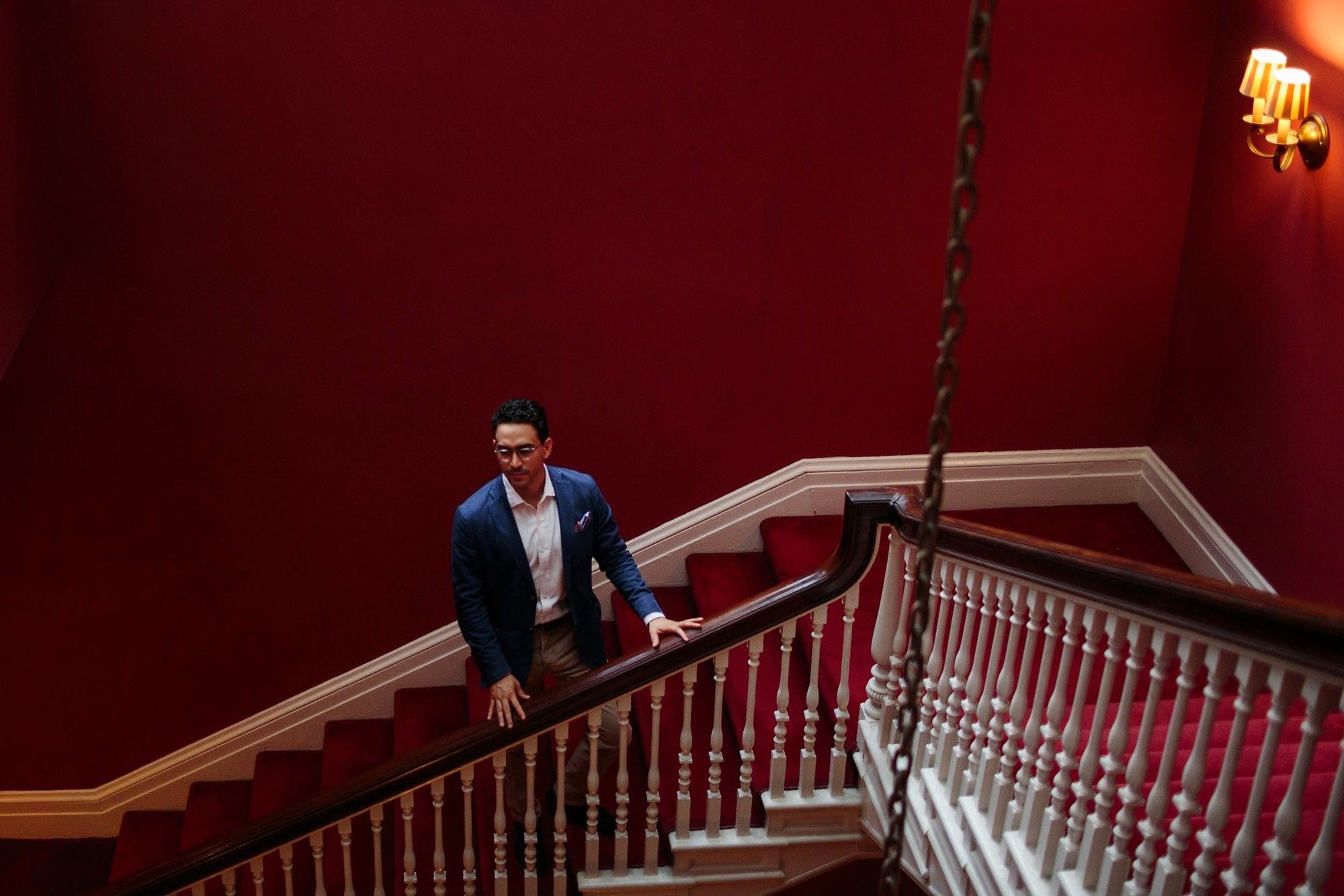 A portrait of Arya Bolurfrushan at the Harvard Club in Manhattan, NYC.