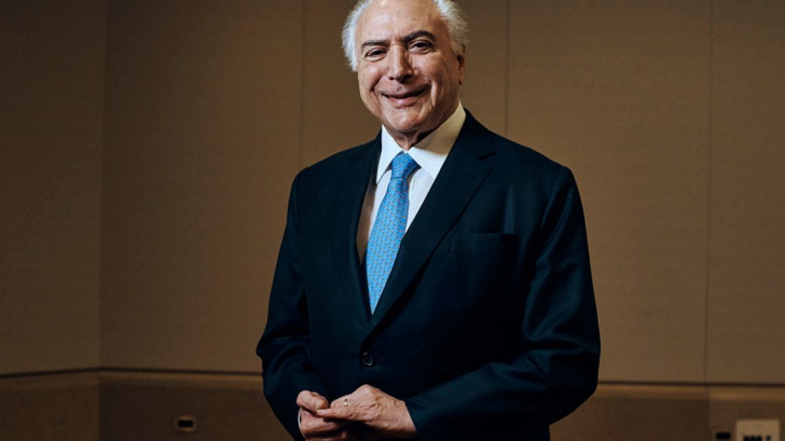 Brazil's President Michel Temer poses for a portrait at Four Seasons Hotel during the 73rd session of the United Nations General Assembly in New York.