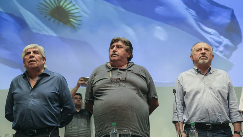 Hugo Moyano, Ricardo Pignanelli y Hugo Yasky día de la lealtad smata 20181017