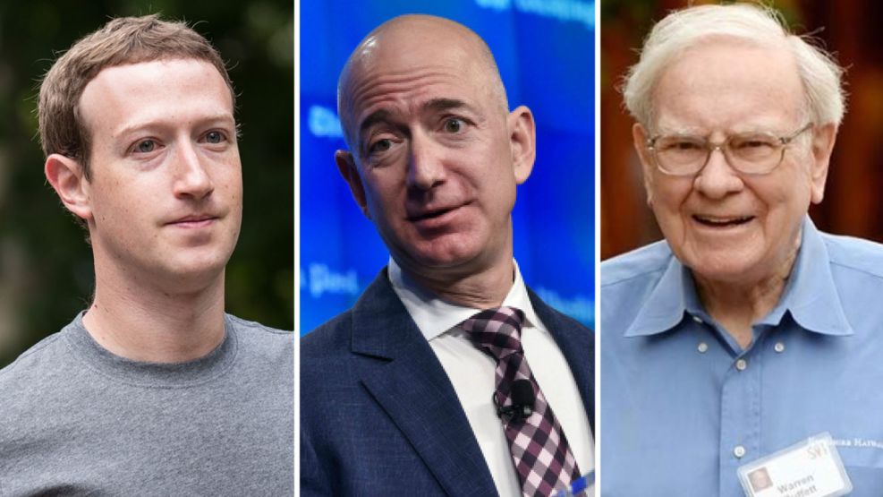 Jeff Bezos, Mark Zuckerberg y Warren Buffett 10172018