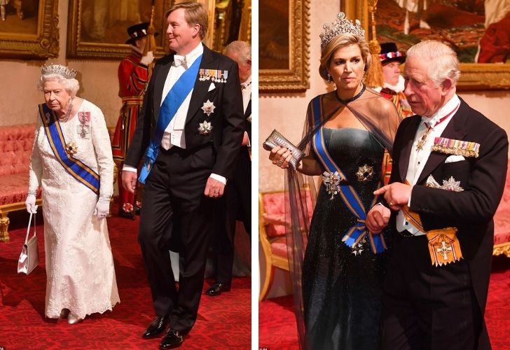 La reina de Holanda volvió a deslumbrar en un banquete ofrecido por la reina de Inglaterra a su esposo.