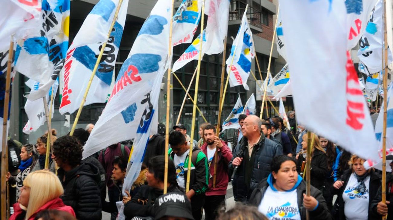 La agrupación kirchnerista La Cámpora, también estuvo presente en la manifestación.