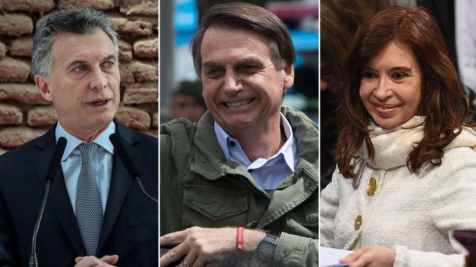 Mauricio Macri, Jair Bolsonaro y Cristina Fernández de Kirchner