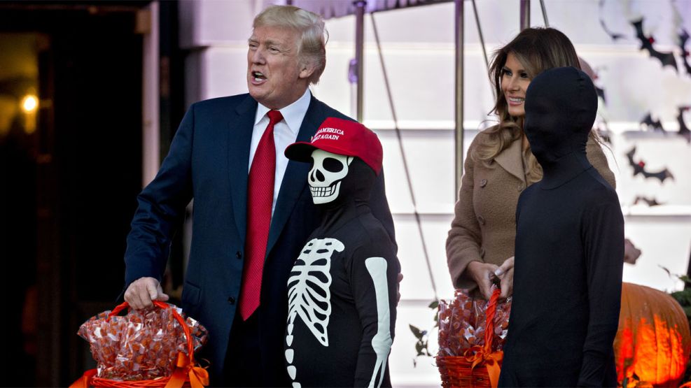 Donald Trump en la celebración de Halloween junto a su esposa Melania