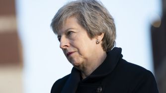 U.K. Prime Minister Theresa May And France's President Emmanuel Macron Attend Armistice Commemorations