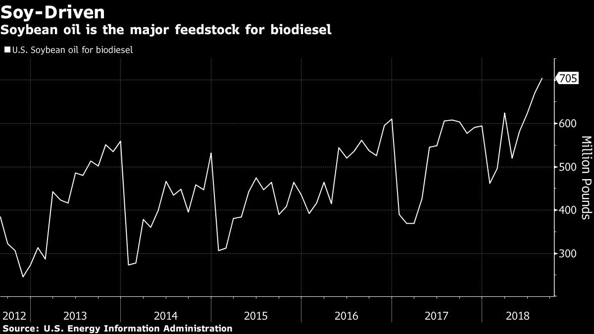 Soybean oil is the major feedstock for biodiesel