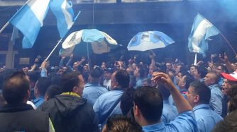 Protesta de colectiveros frente a la Cámara Nacional de Apelaciones