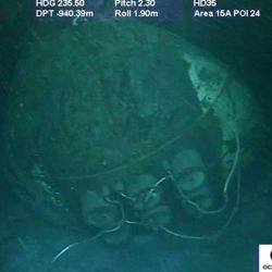 Handout picture released by Argentina's Navy on November 17, 2018, showing part of the wreckage of the ARA San Juan submarine.