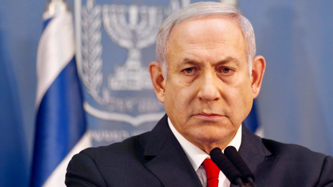 Israeli Prime Minister Benjamin Netanyahu delivers a statement Sunday in Tel Aviv, Israel.