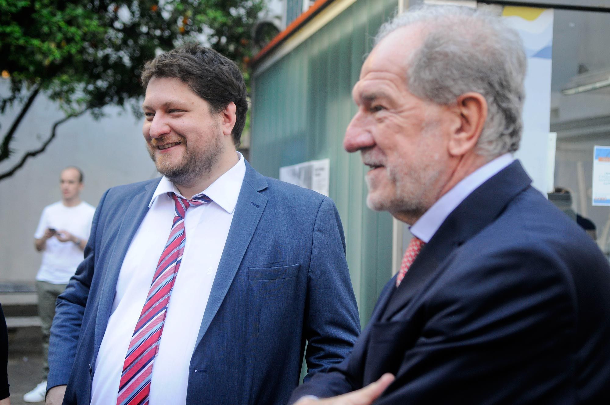 Héctor D'Amico y Nicolás Wiñazki, durante la presentación del último libro de Fontevecchia.