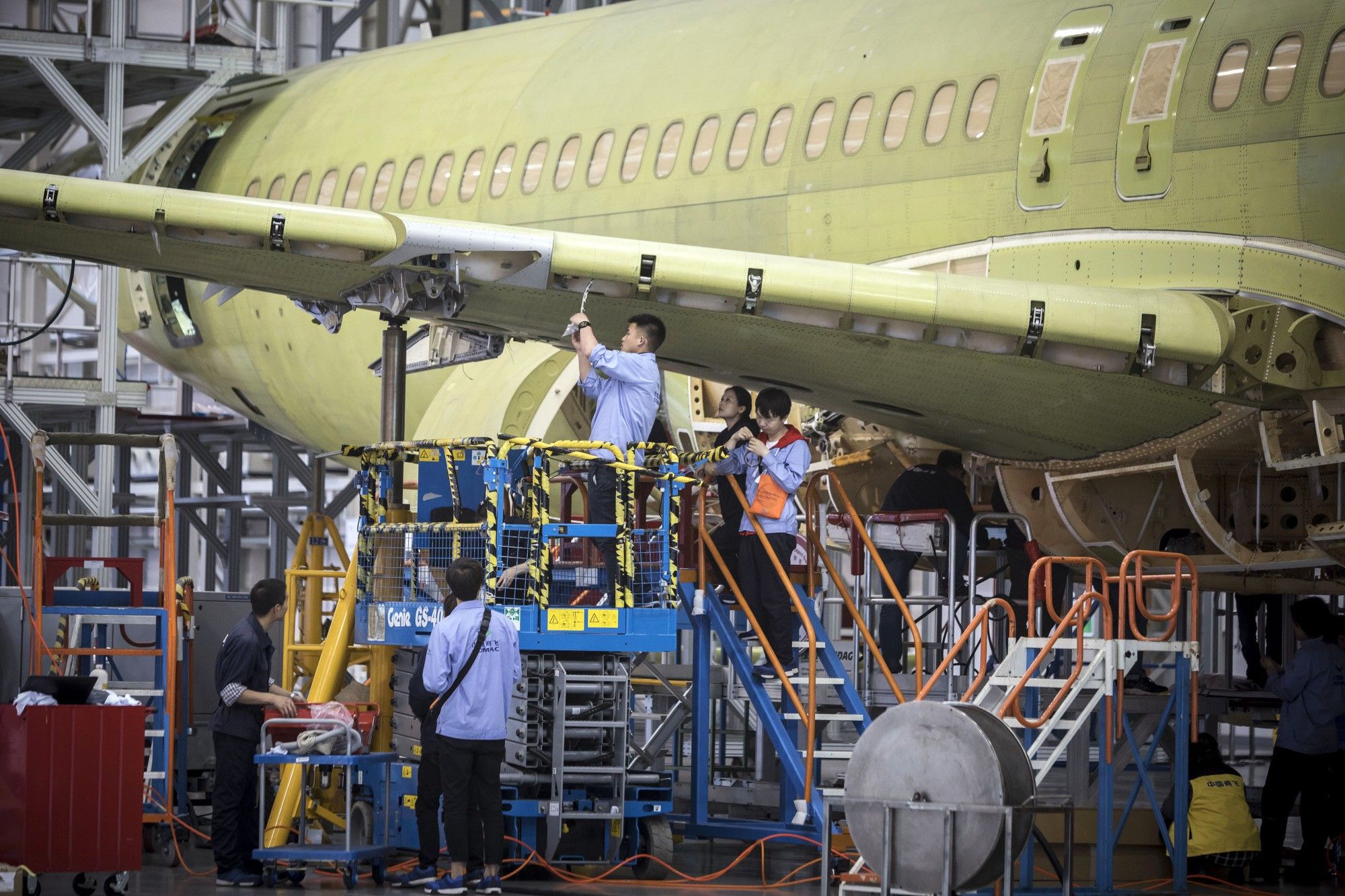 C919 Assembly at the Commercial Aircraft Corp. of China Ltd. (Comac) Shanghai Research and Development Center 