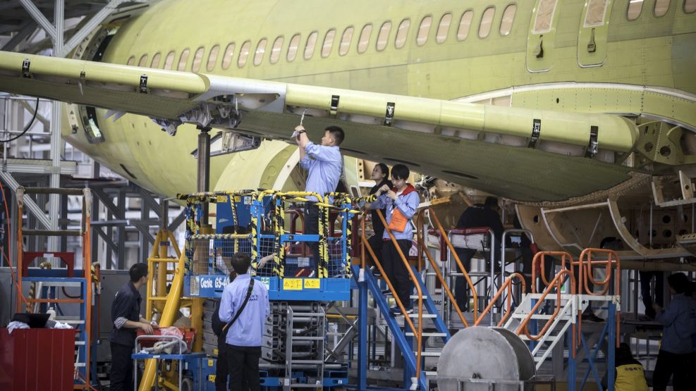 C919 Assembly at the Commercial Aircraft Corp. of China Ltd. (Comac) Shanghai Research and Development Center 