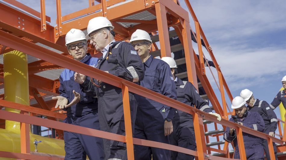 Mauricio Macri junto a Paolo Rocca, en Vaca Muerta