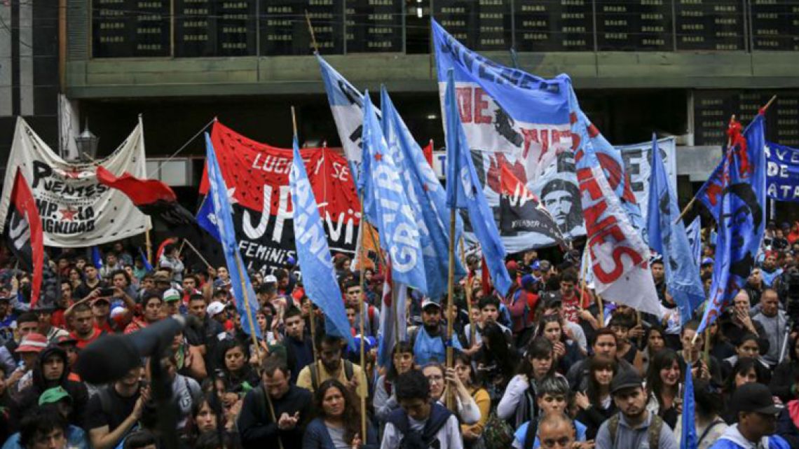 Protesters gather in downtown Buenos Aires (file).