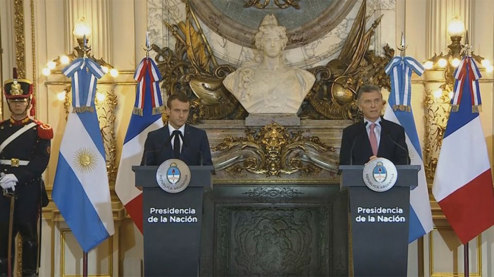 Mauricio Macri y Emmanuel Macron en conferencia de prensa durante la visita bilateral en el marco del G20.