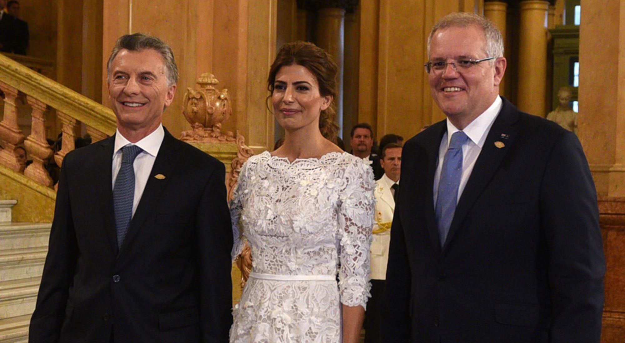 El primer ministro de Australia recibido por Mauricio Macri y Juliana Awada.