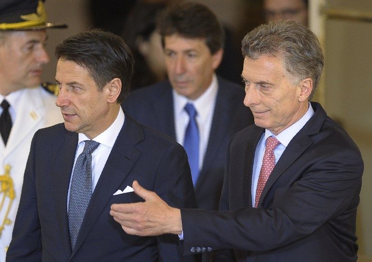 Macri en la recepción al premier italiano, Guiseppe Conte.