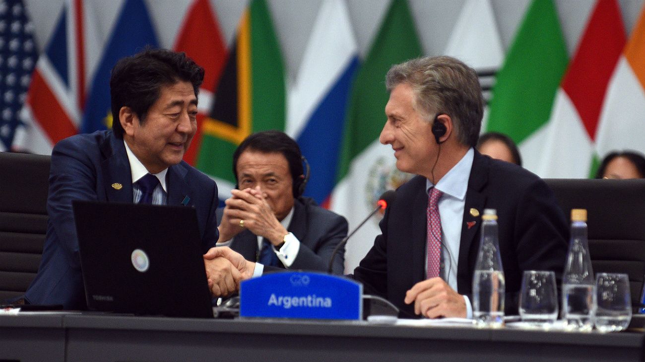 Shinzo Abe y Mauricio Macri, jefes de Estado de Japón y Argentina.