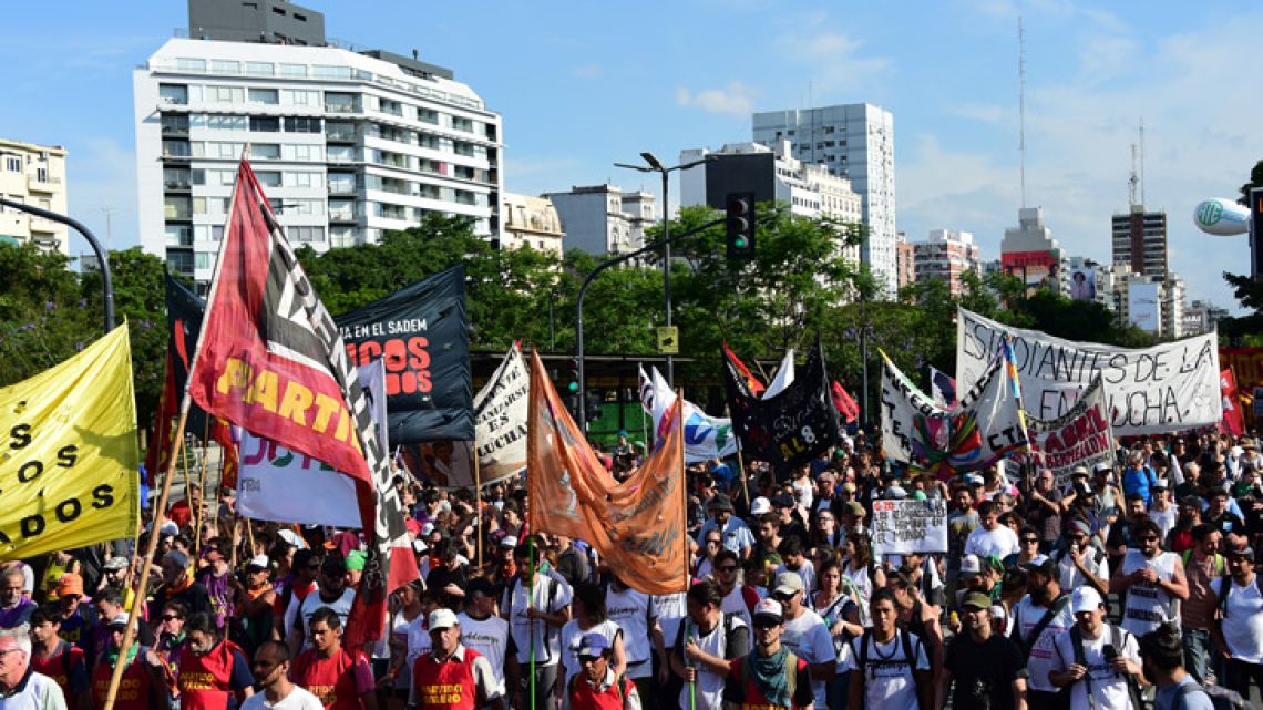 People protest against the G20 Leaders' Summit as it takes place in Buenos Aires.