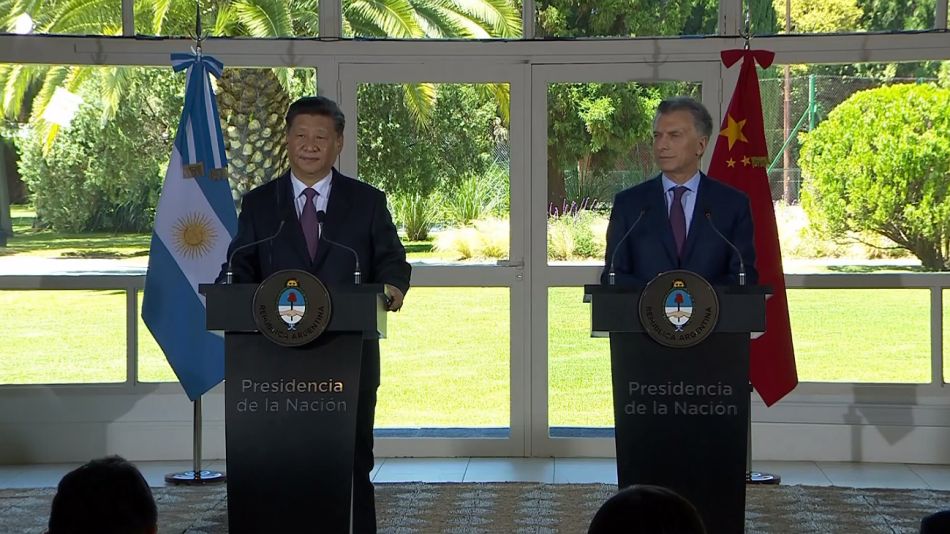 Xi Jinping y Mauricio Macri durante la conferencia de prensa.