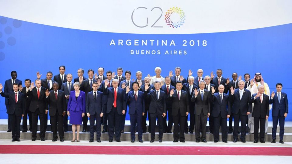 Los líderes del G20 al inicio de la cumbre.