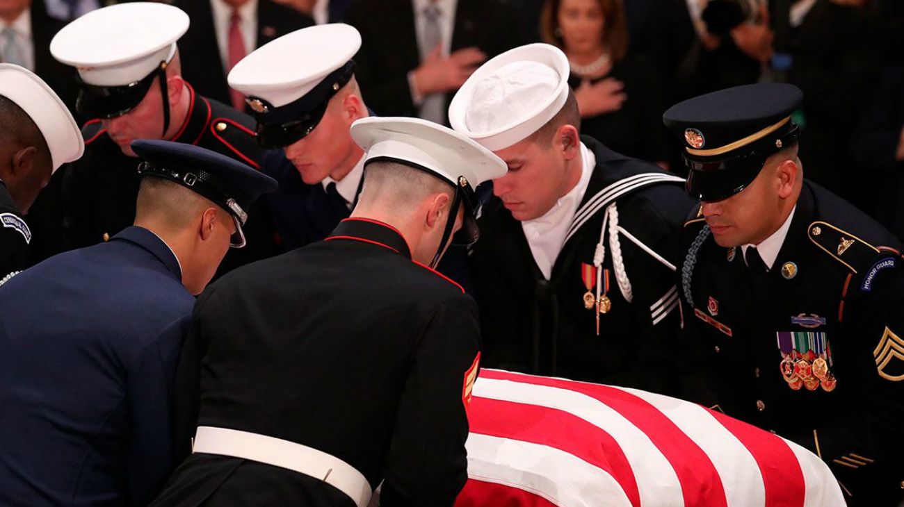 La Catedral Nacional de Washington fue el escenario del funeral religioso en honor al que fuera presidente de EE.UU. entre 1918 y 1993.