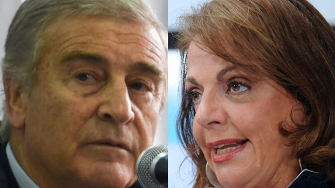 Defence Minister Oscar Aguad (left) and former Defence Minister Nilda Garré.