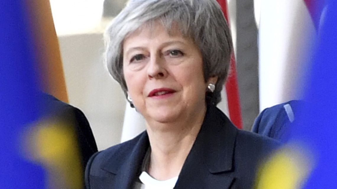 British Prime Minister Theresa May arrives for an EU summit in Brussels on Thursday.