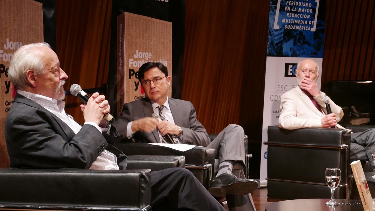 En la sala Jorge Luís Borges de la biblioteca Nacional Mariano Moreno, Jorge Fontevecchia entrevistó a James Neilson y Horacio Verbitsky en el marco de la presentación de su nuevo libro 