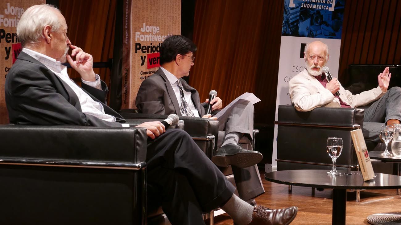 En la sala Jorge Luís Borges de la biblioteca Nacional Mariano Moreno, Jorge Fontevecchia entrevistó a James Neilson y Horacio Verbitsky en el marco de la presentación de su nuevo libro 