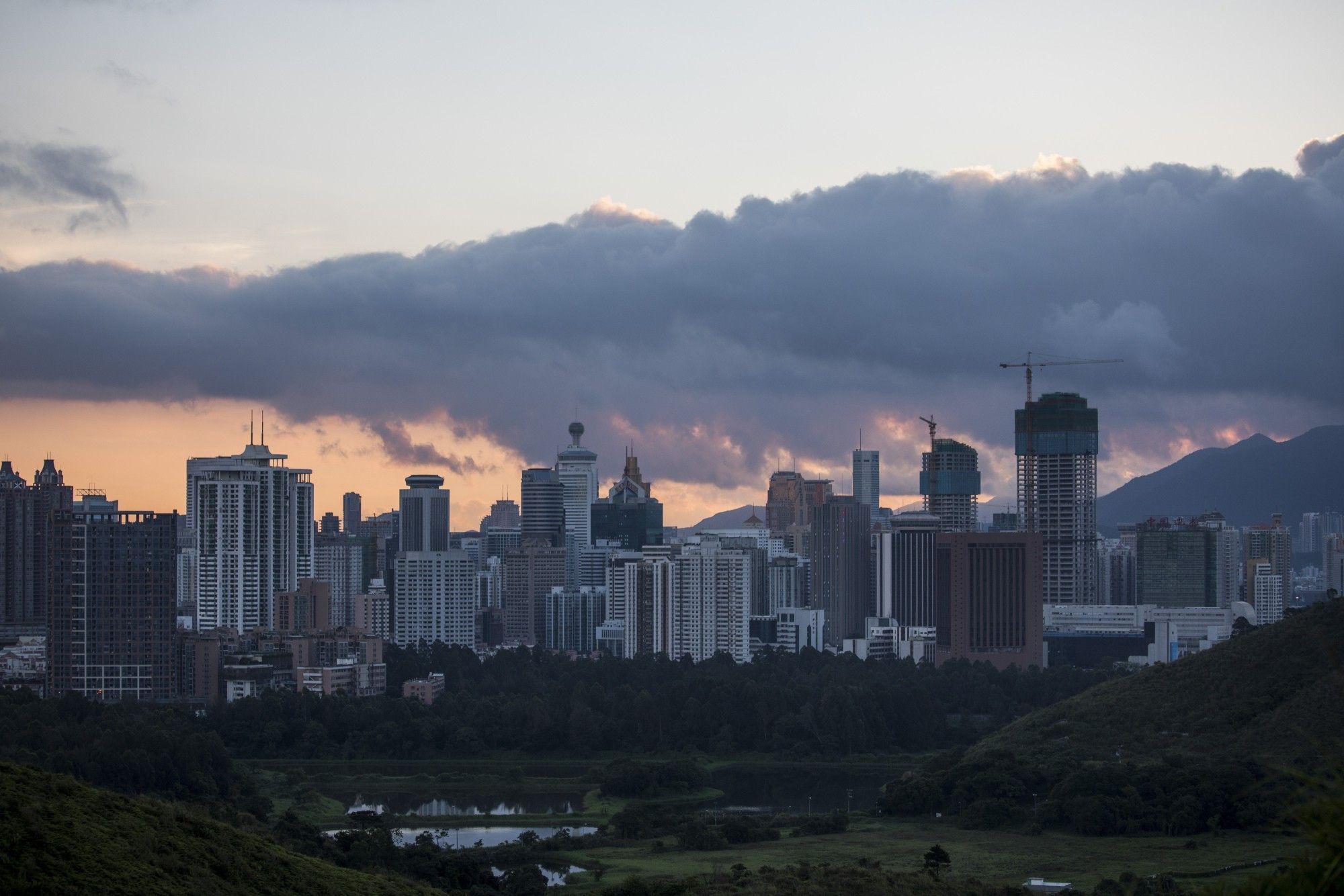 Views Of the Shenzhen Skyline From Hong Kong