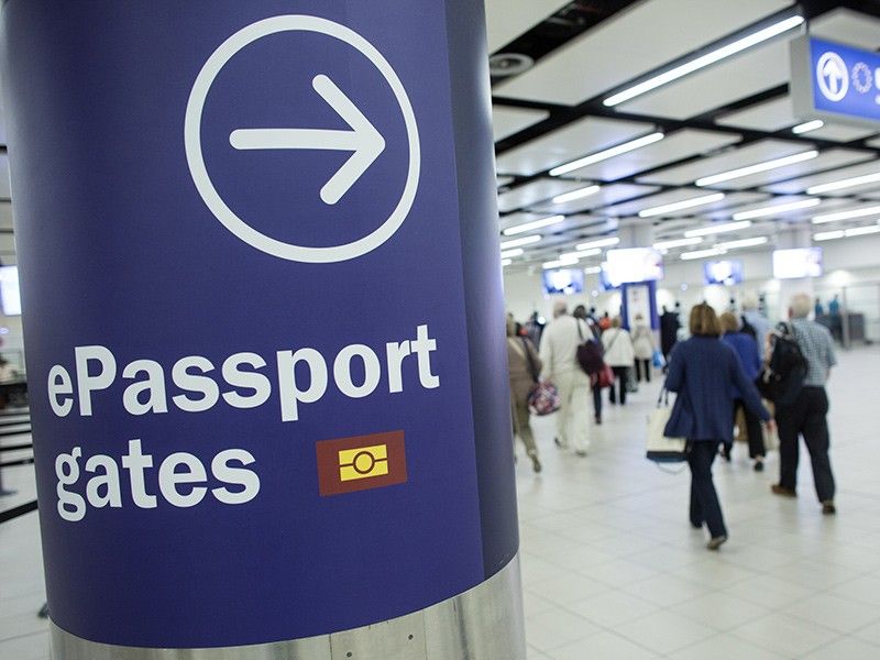 Passport control at Gatwick Airport