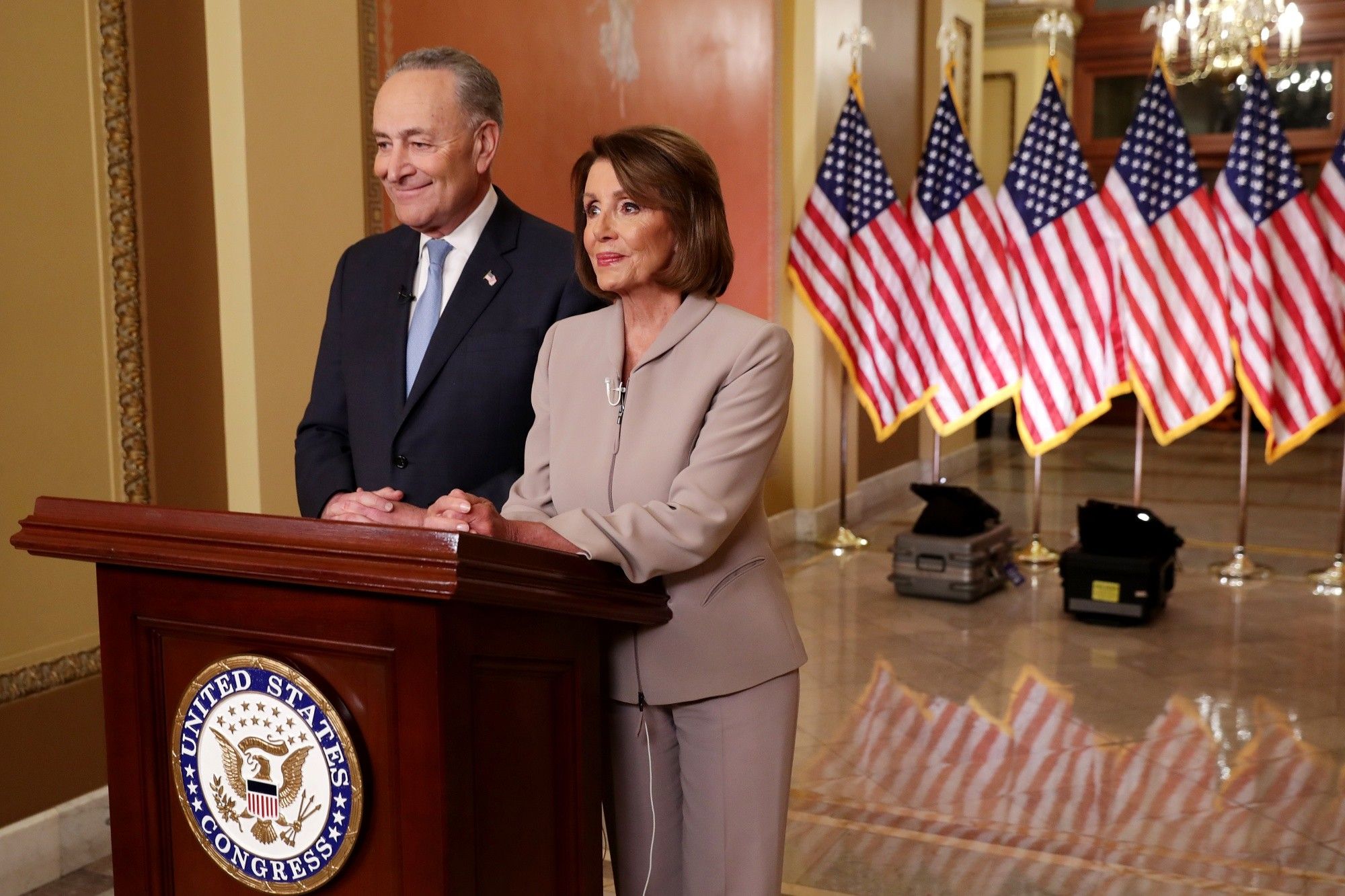 Democratic Leadership House Speaker Nancy Pelosi And Sen. Chuck Schumer Issue Response To President's Border Security Address