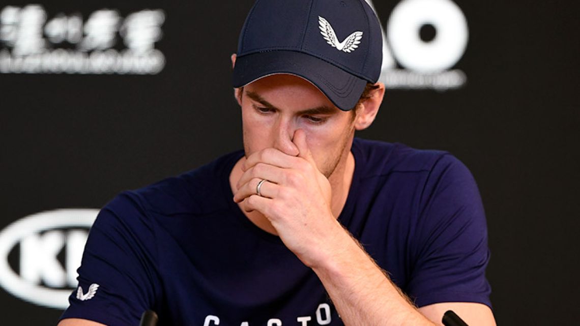 Andy Murray of Great Britain breaks down during a press conference in Melbourne on January 11, 2019, ahead of the Australian Open tennis tournament. Injury-plagued former world number one Murray on January 11, 2019 said he is set to retire this year and hopes to make it till Wimbledon, but conceded the Australian Open could be his last event.