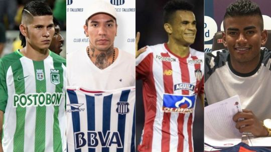 Los colombianos Jorman Campuzano (Boca), Dayro Moreno (Talleres) y Luis Díaz, pretendido por River.