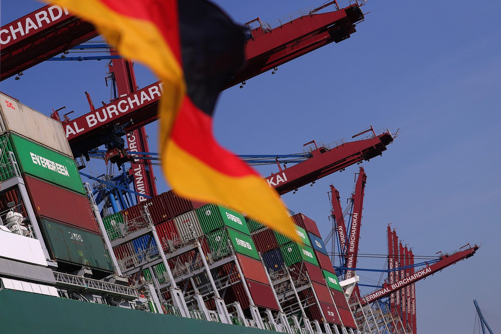 Container Shipping Operations At Port Of Hamburg 