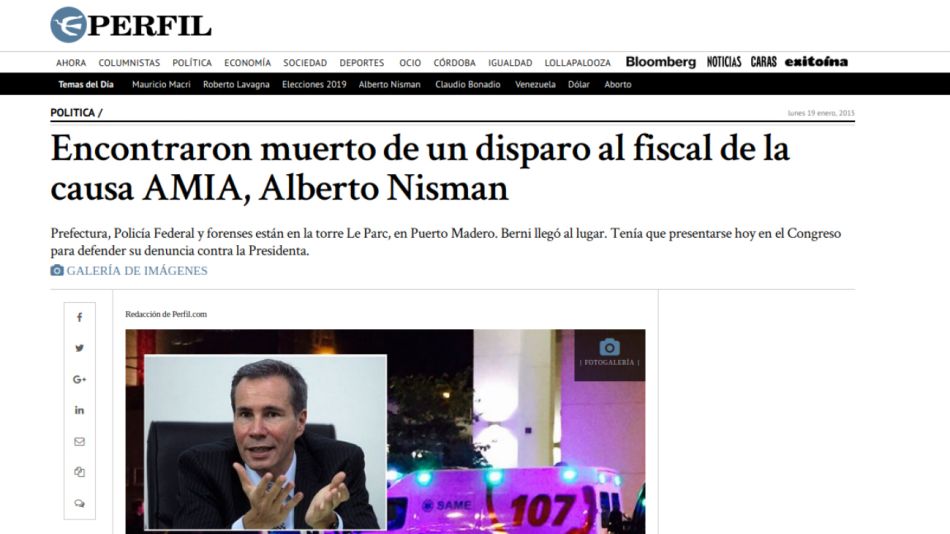 perfil informa muerte de nisman 2015