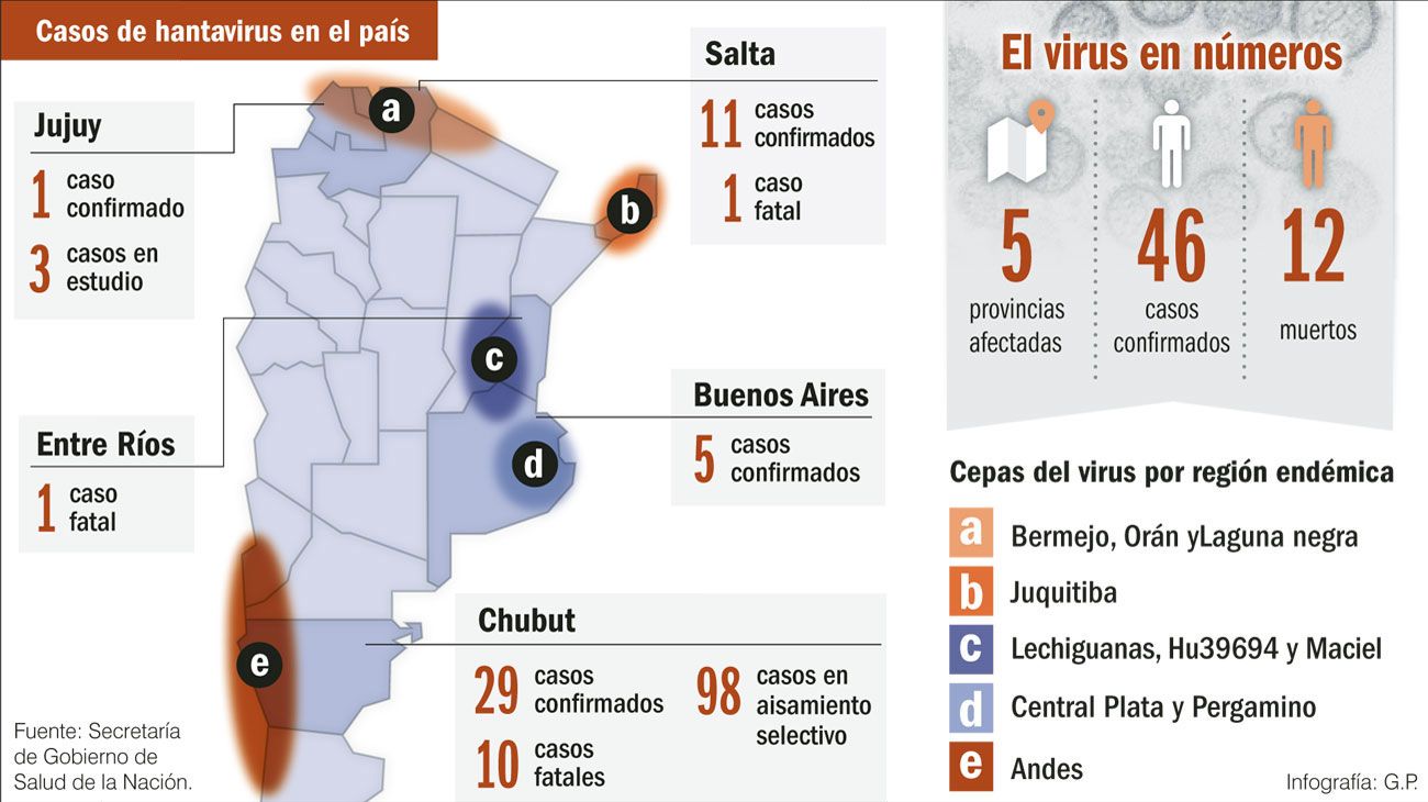 Hantavirus. Suman 29 los pacientes infectados y hay cien en aislamiento.