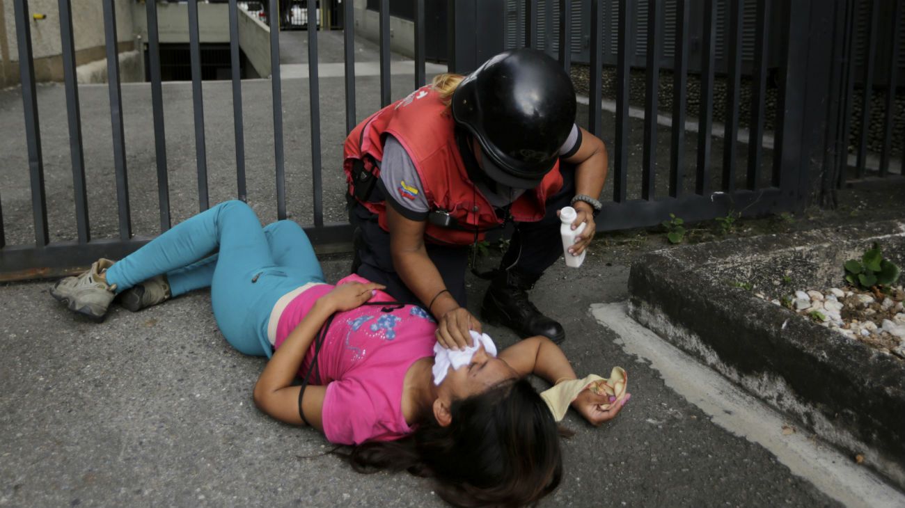 La represión de la policía venezolana contra los manifestantes.