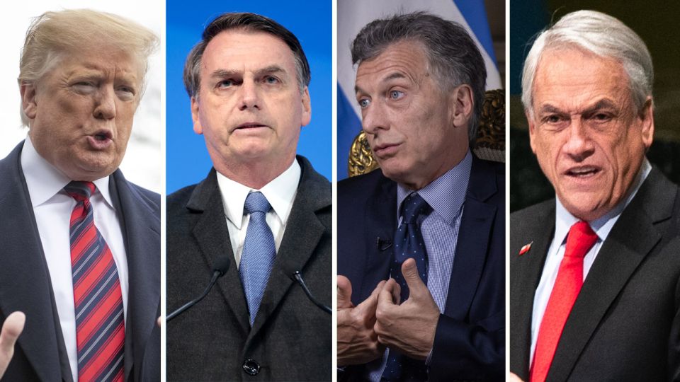 Donald Trump, Jair Bolsonaro, Mauricio Macri y Sebastián Piñera apoyan a Guaidó como presidente de Venezuela.