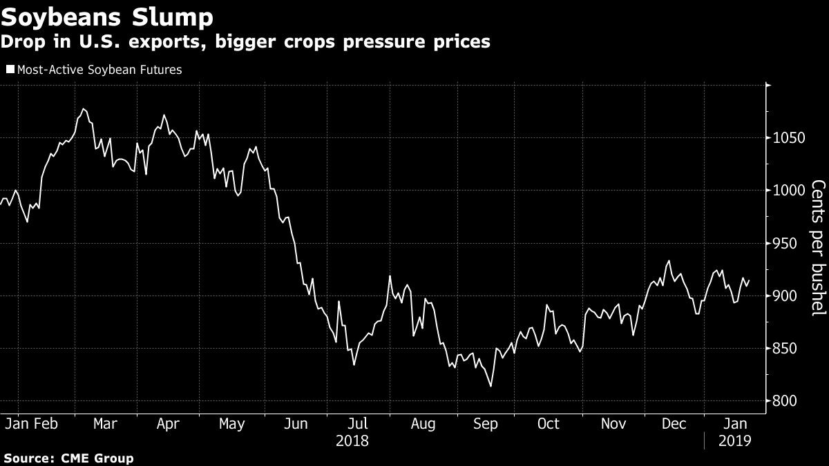 Drop in U.S. exports, bigger crops pressure prices