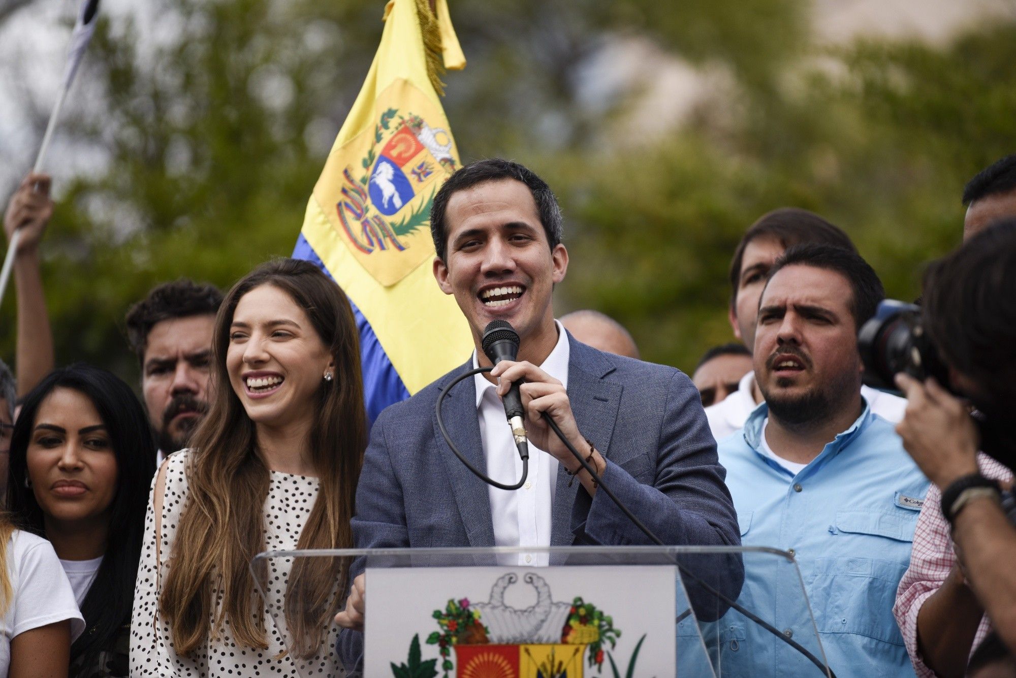 National Assembly President Juan Guaido Holds Rally As United Nations Meets To Discuss Situation In Venezuela 