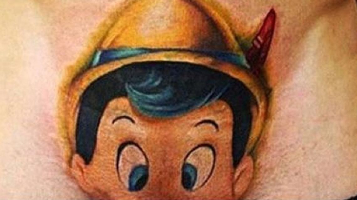 Pinocchio tattoo penis - 🧡 File:Penis tattoo - Genital tattooed like a ca....
