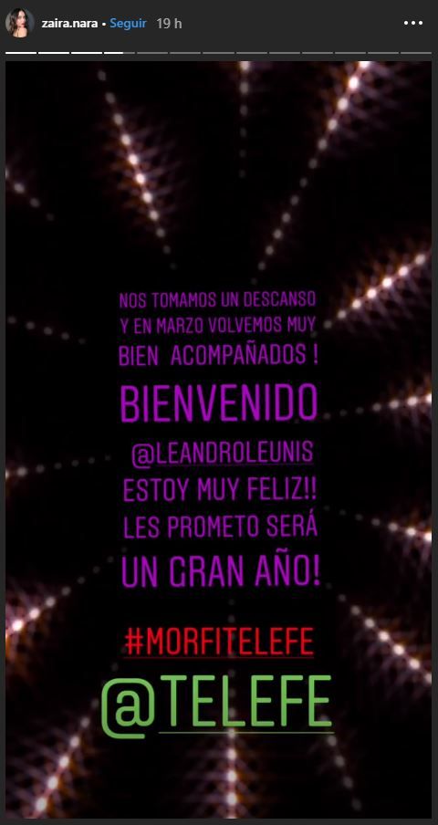 El conductor acompañará a Zaira Nara.