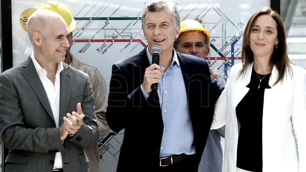 Mauricio Macri junto a María Eugenia Vidal y Horacio Rodríguez Larreta.