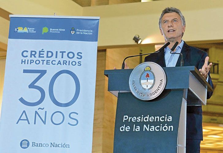 El presidente Mauricio Macri en uno de los anuncios referidos a los crédito hipotecarios UVA.