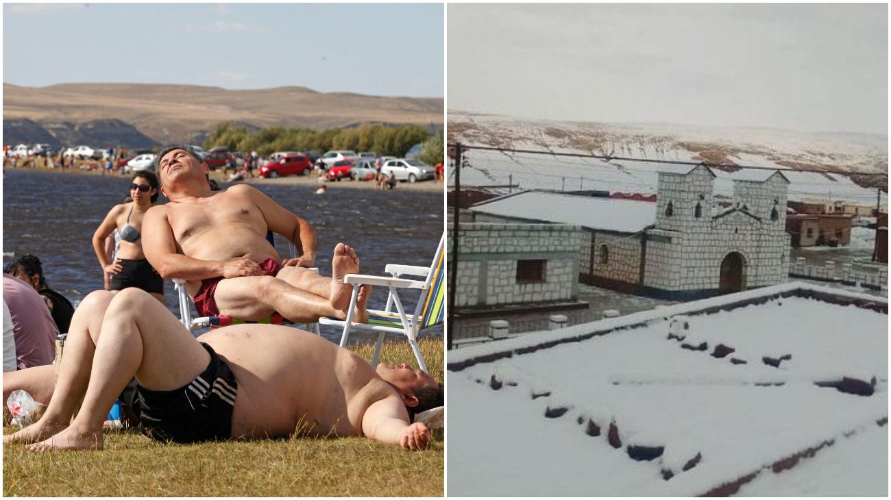 El país del revés. Una ola de calor llegó a Tierra del Fuego, pero en Jujuy hay nieve.