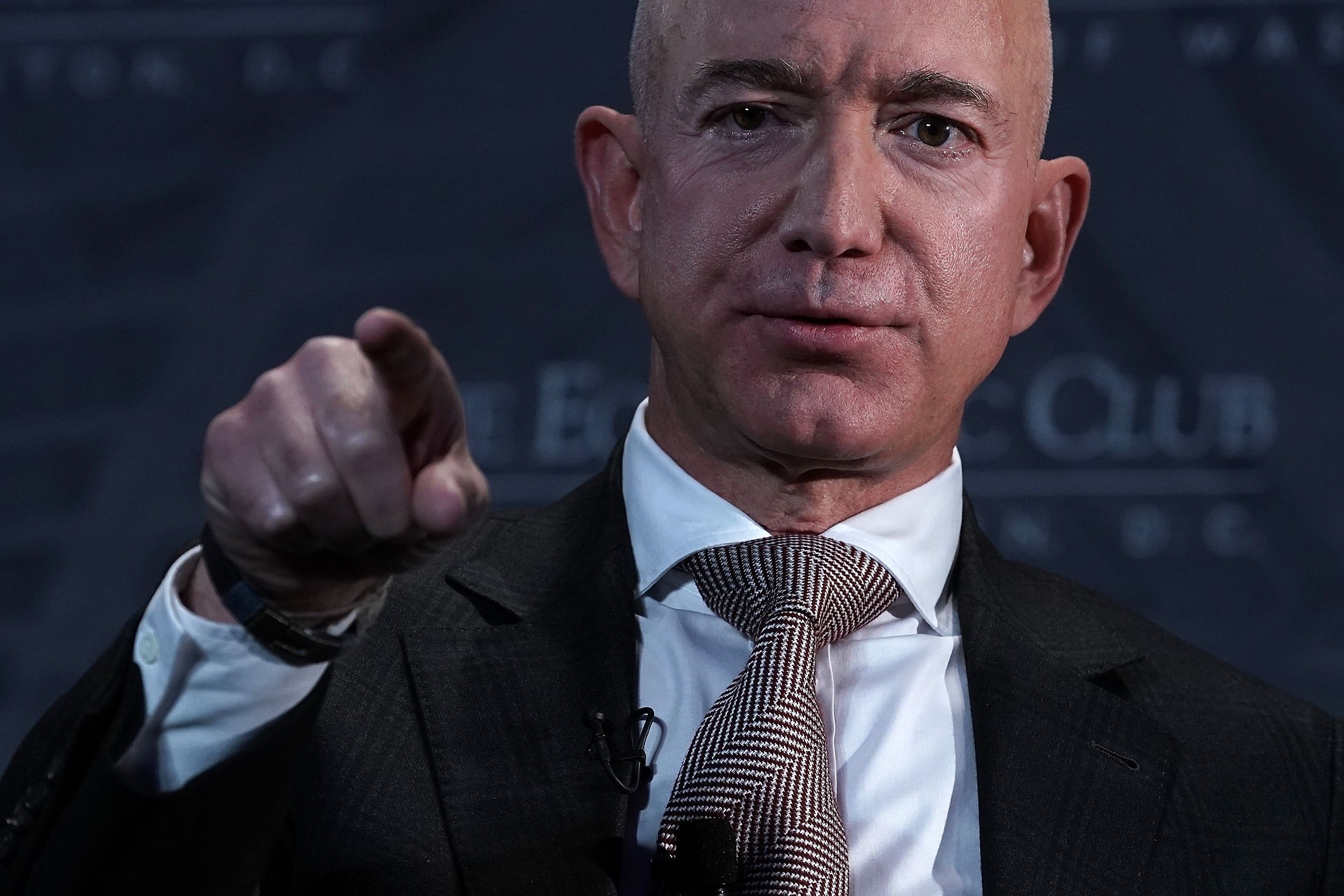 Jeff Bezos Speaks At Economic Club Of Washington With Club President David Rubenstein